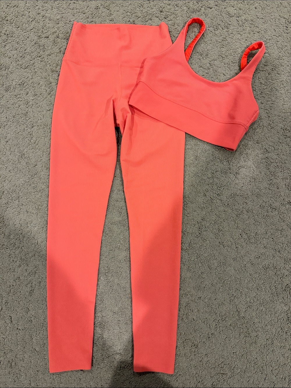 Beach Riot Coral Pink Active Leggings and Sports Bra Set